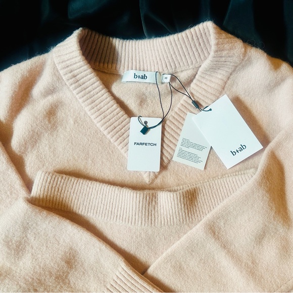 NWT b+ab Knitted Pink Alpaca Wool-Blend Two-Piece Matching Set XS - Picture 9 of 12